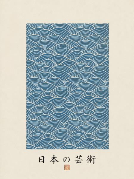 Blue Wave Pattern Art of Japan