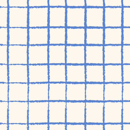 Blue Grid on Cream
