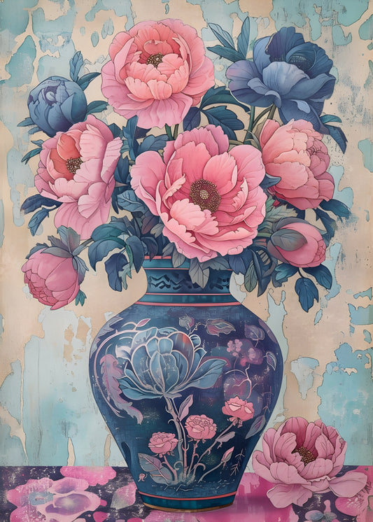 Vintage Peony Vase