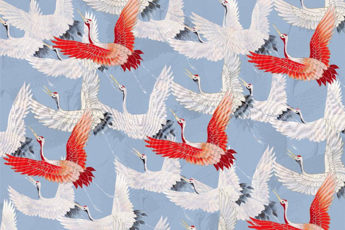 Crane Pattern on Blue