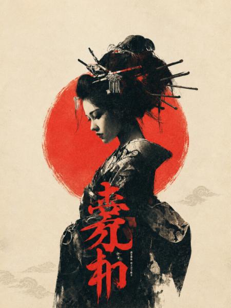 Geisha and Red Sun