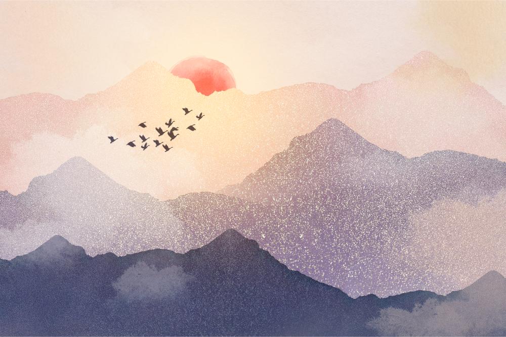 Mountain Sunrise Birds