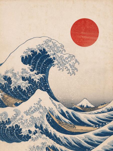 Great Wave and Red Sun