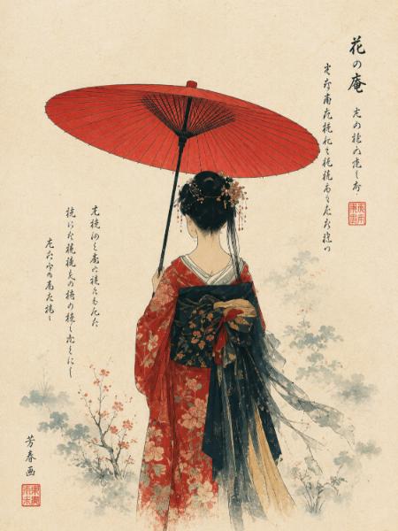 Woman with Red Umbrella