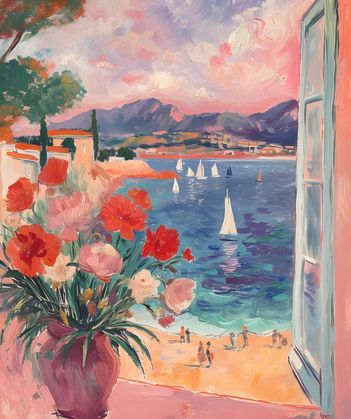 Bay View with Poppies
