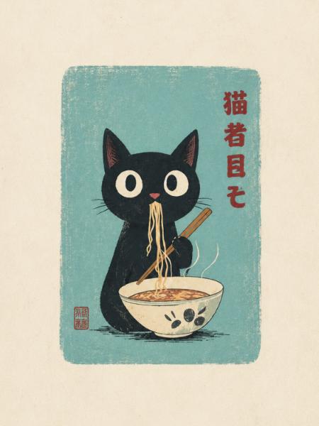 Cat and Noodles