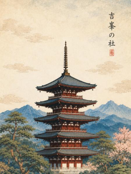 Five-Story Pagoda in Spring