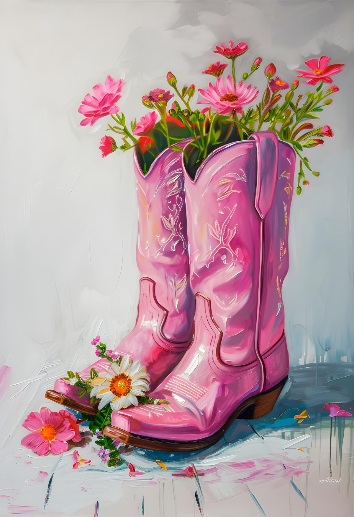 Cowboylaarzen met bloemen
