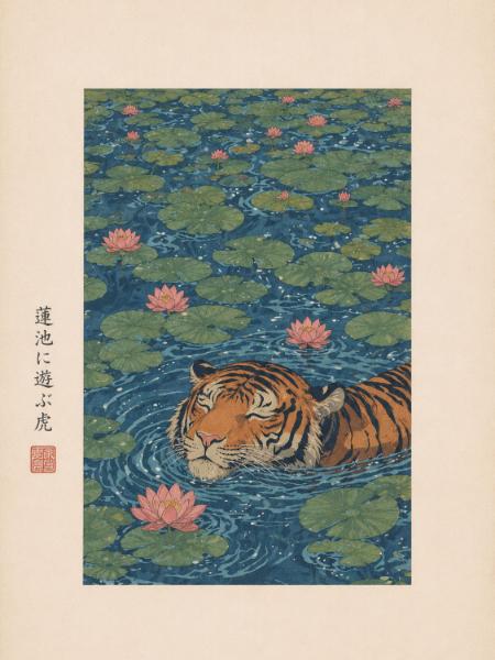 Tiger in the Lotus Pond