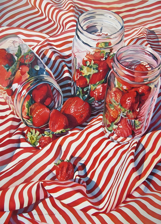 Strawberry Jars and Stripes
