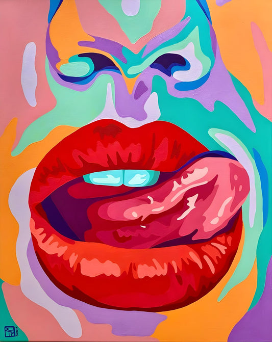 Neon Lips Portrait