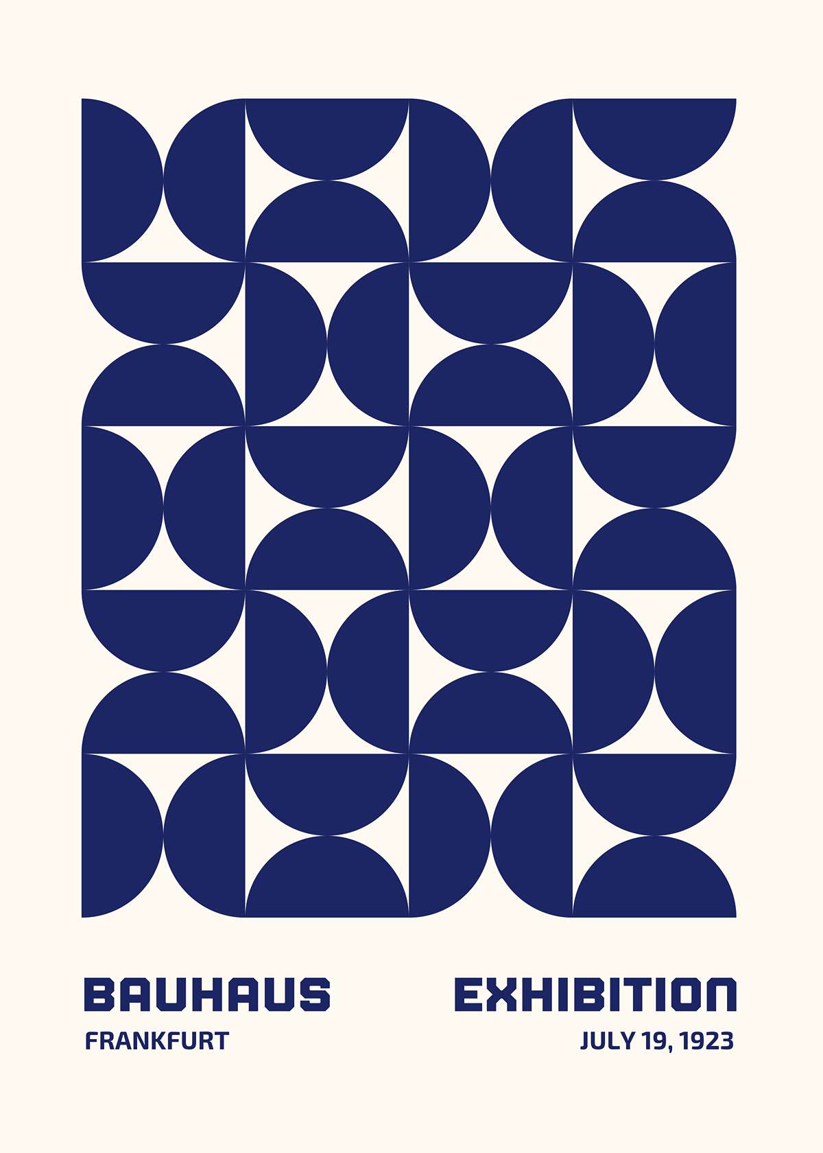 Bauhaus Navy Pinwheel Grid