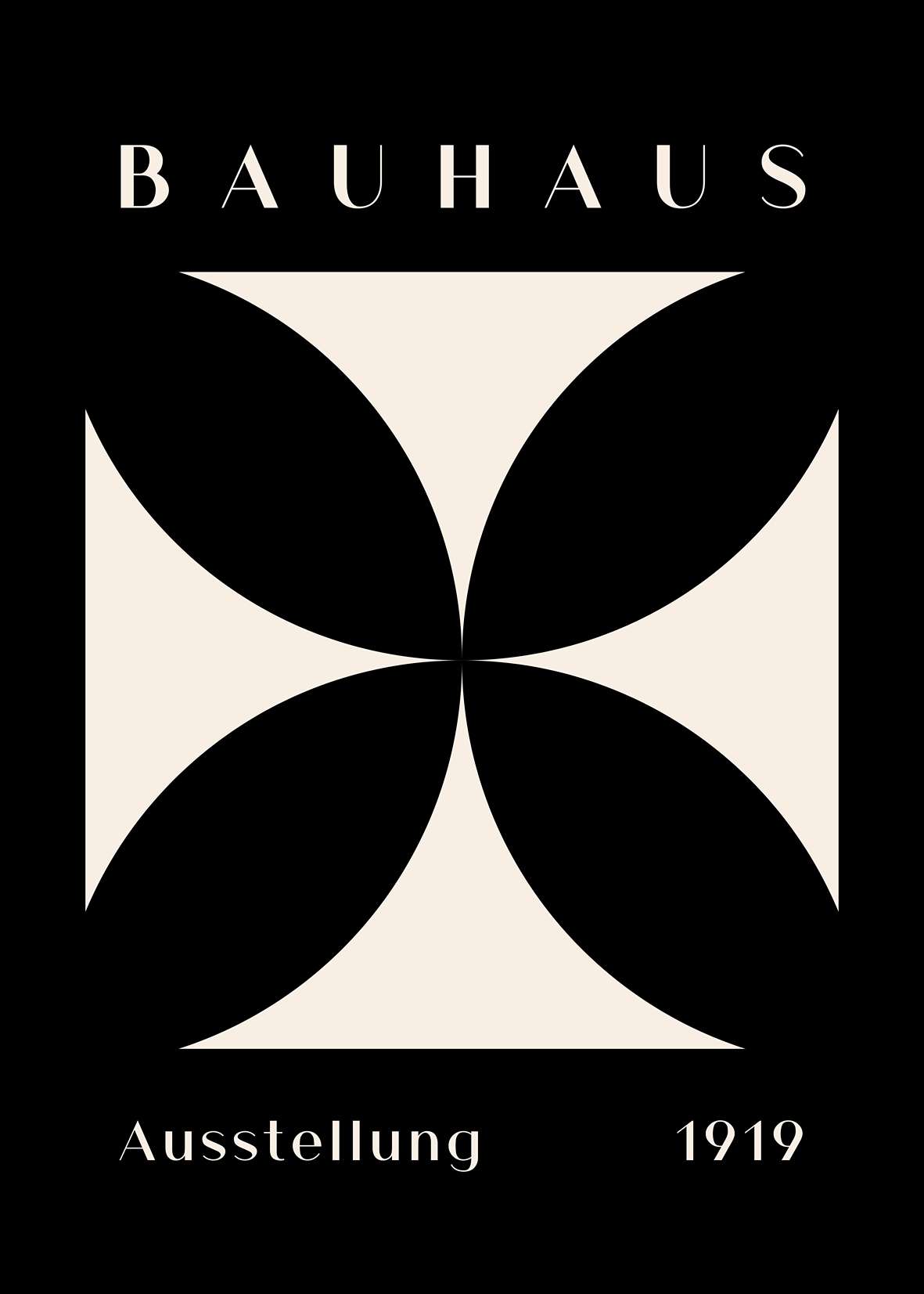 Bauhaus Cream Cross on Black