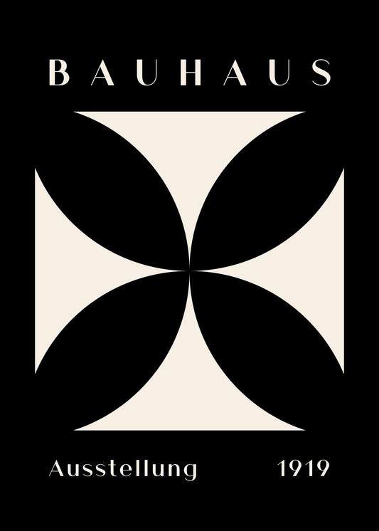 Bauhaus Cream Cross on Black