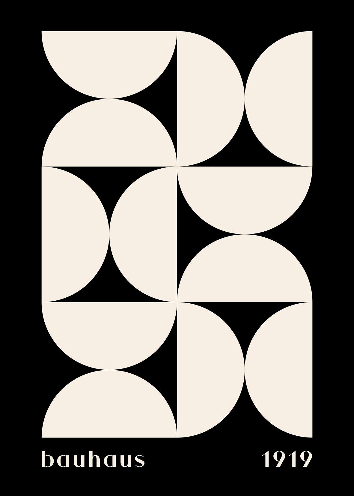 Bauhaus Cream Pinwheel on Black