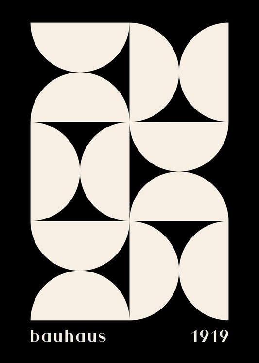 Bauhaus Cream Pinwheel on Black