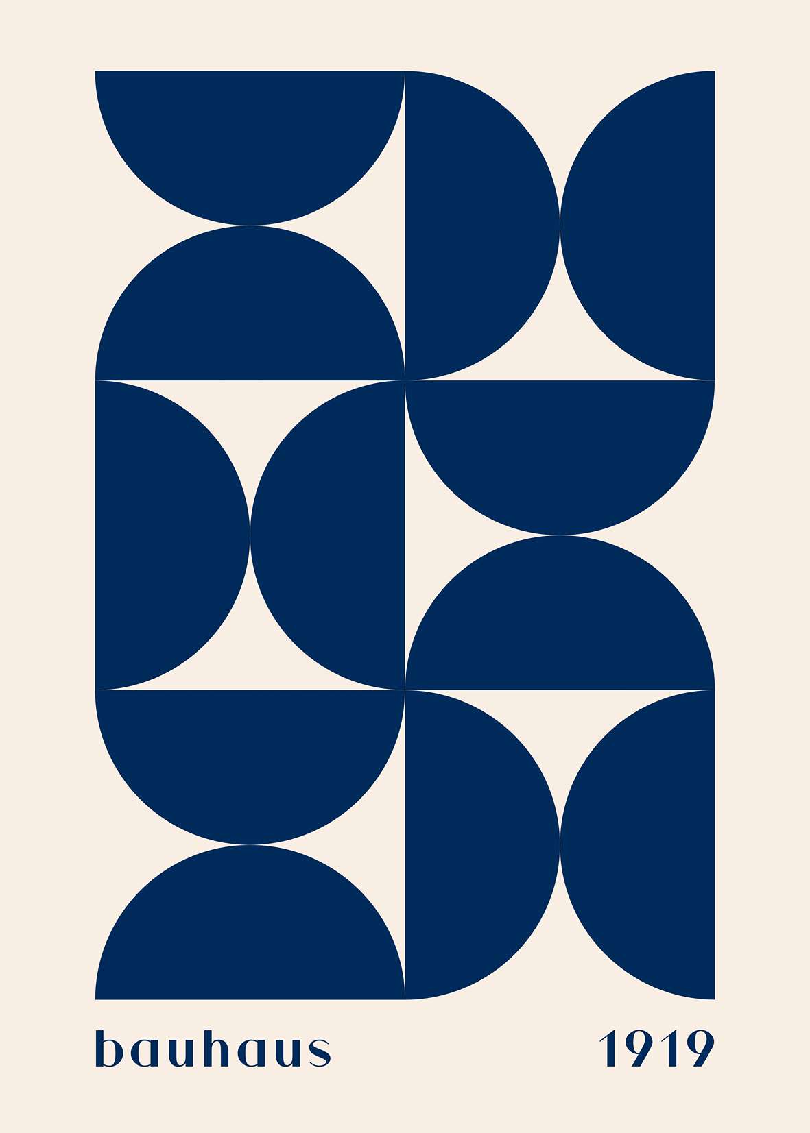 Bauhaus Navy Pinwheel on Cream