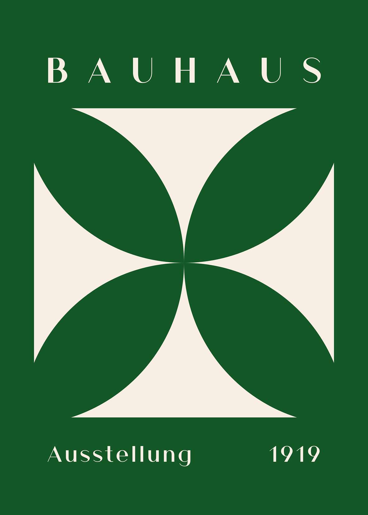 Bauhaus Green Cross on Panel