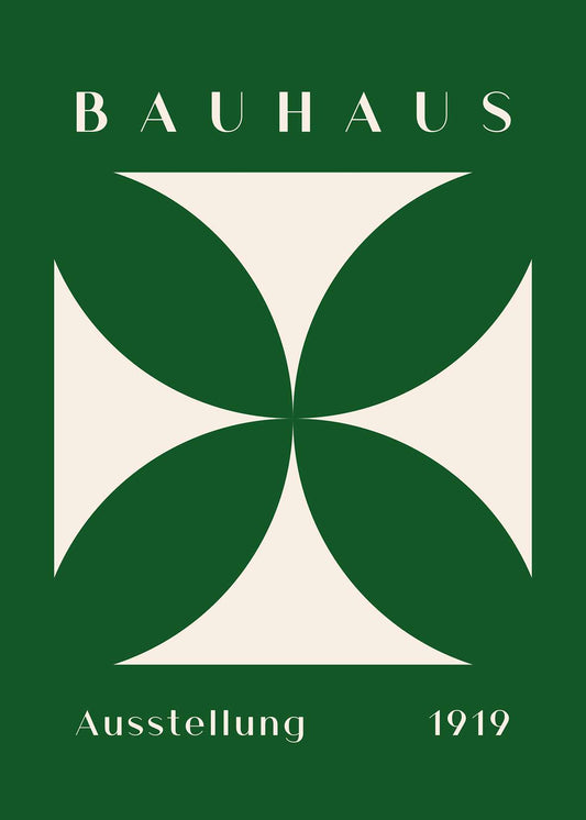 Bauhaus Green Cross on Panel