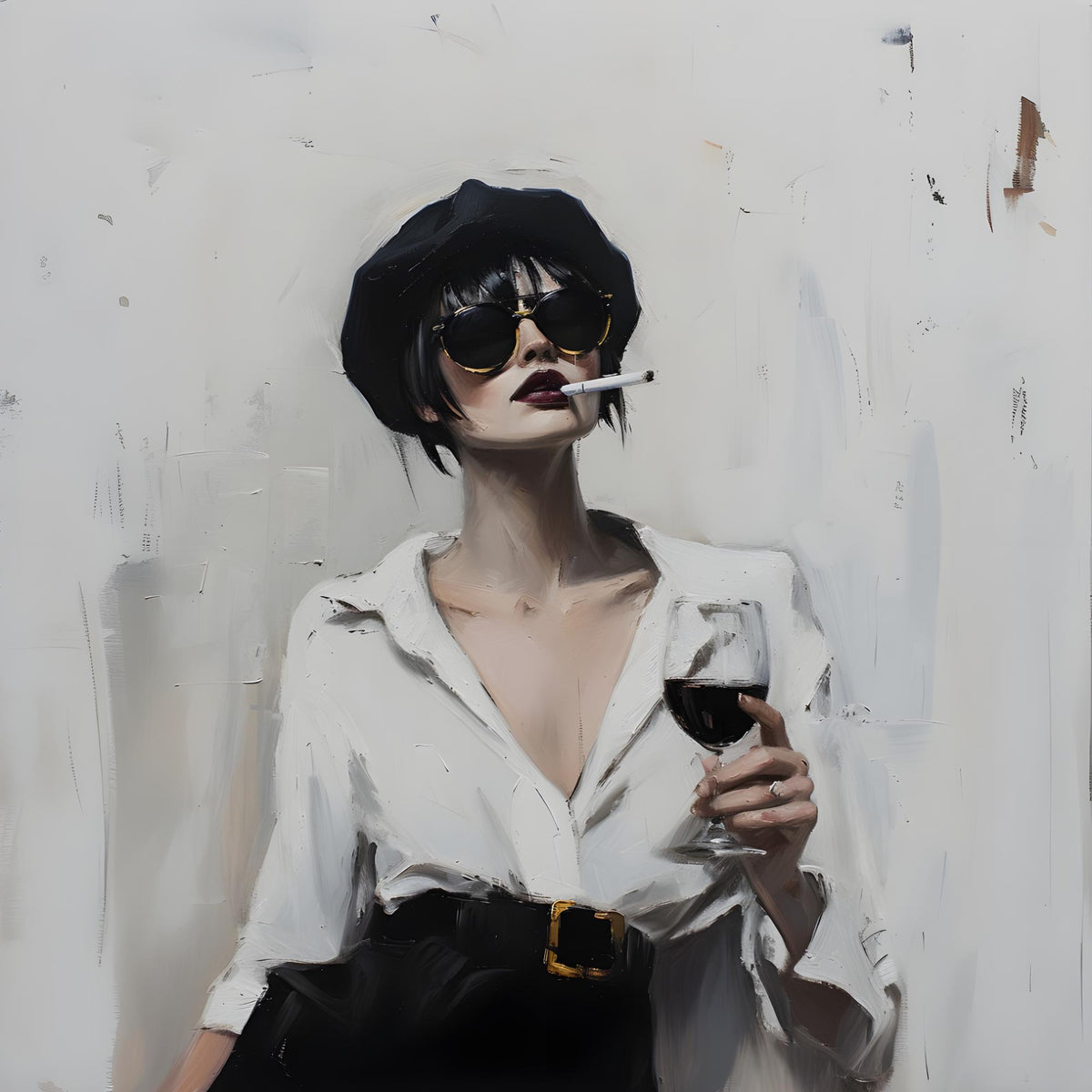 Woman with Wine and Cigarette
