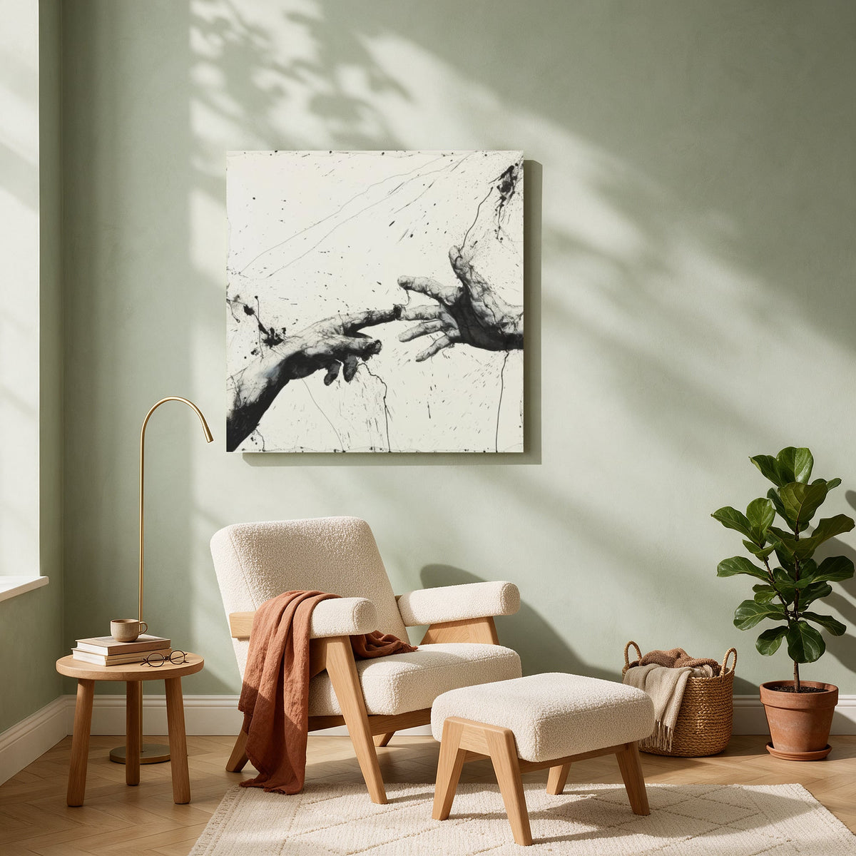 Reaching Hands — Square living room