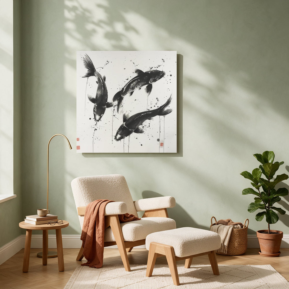 Koi in Ink — Square living room