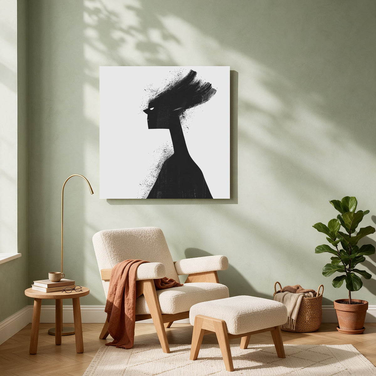 Ink Silhouette Profile — Square living room