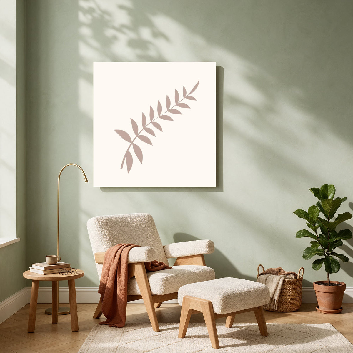 Mauve Leaf Sprig — Square living room