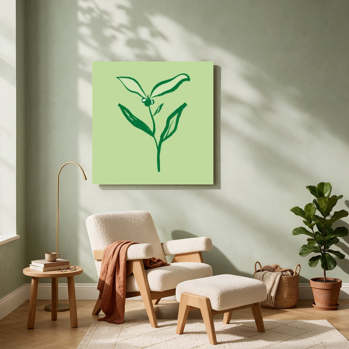 Green Sprout Brushwork — Square living room
