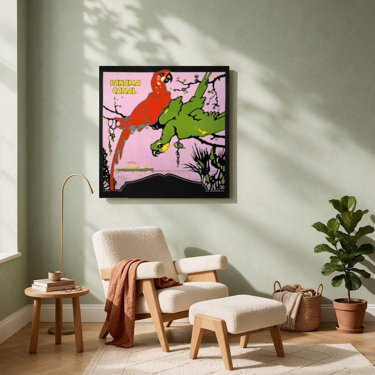 Panama Canal Parrots — Square living room