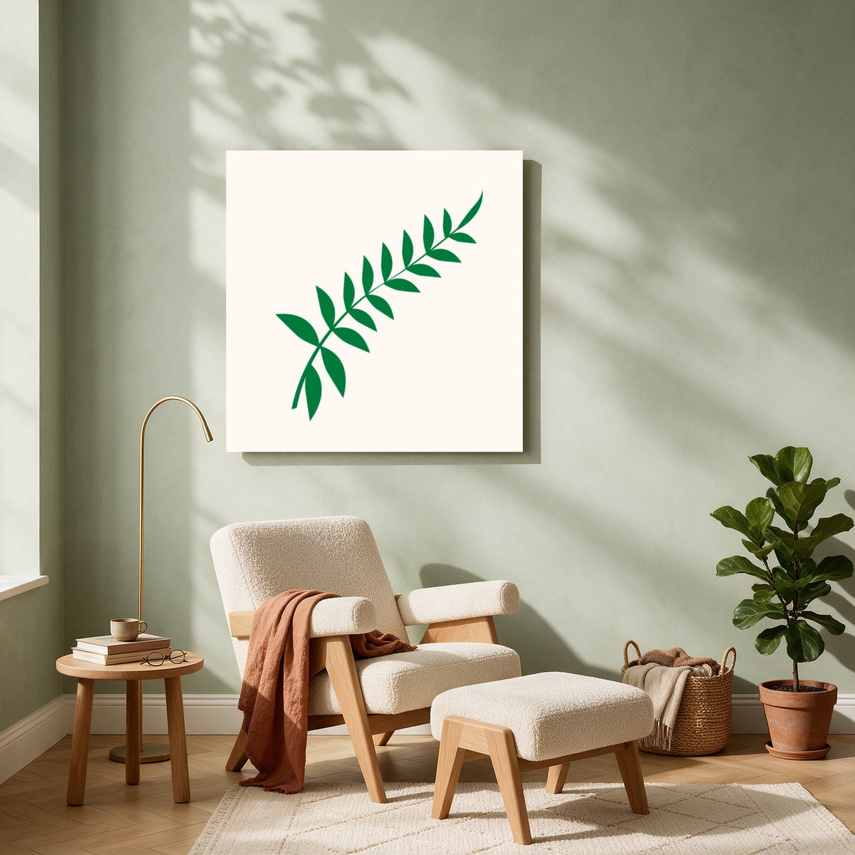 Emerald Fern Sprig — Square living room