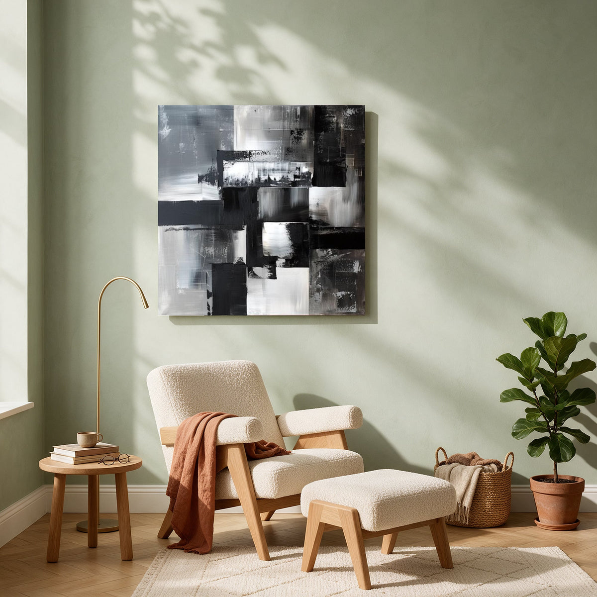 Grey and Black Blocks — Square living room