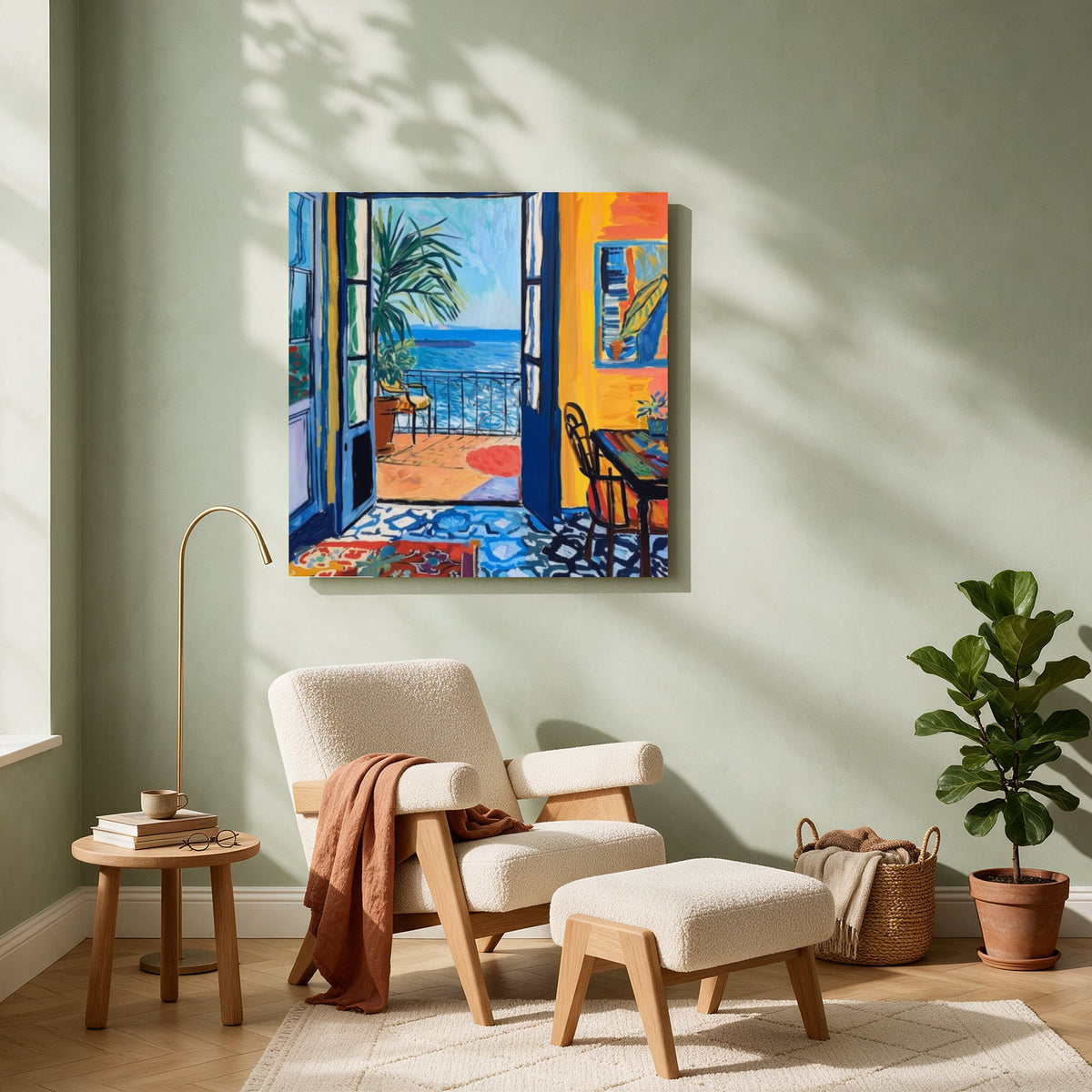 Open Window to the Sea — Square living room