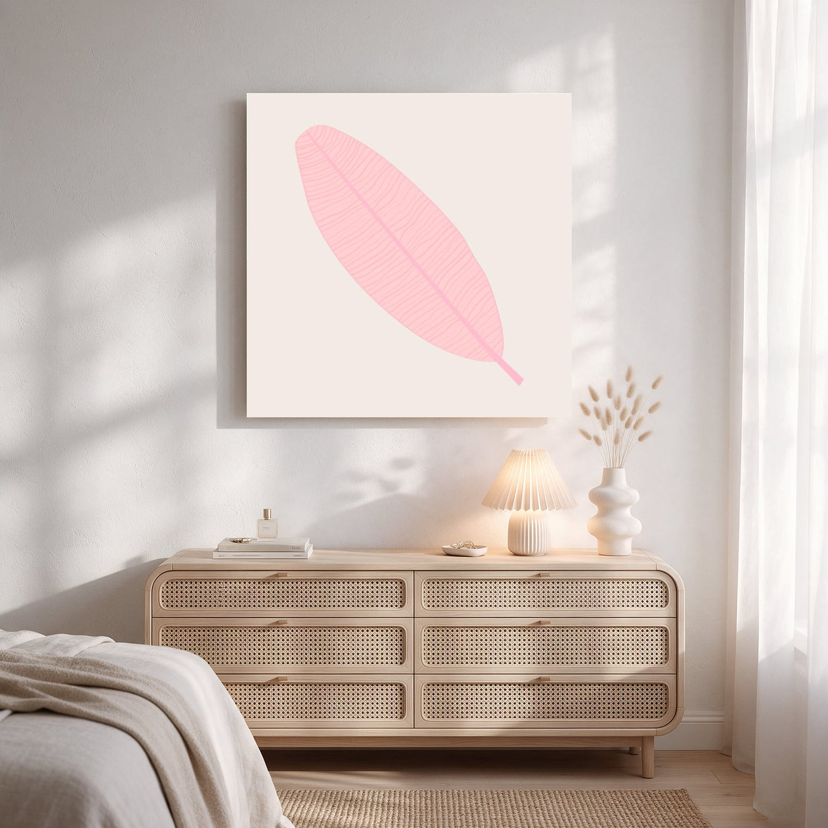 Pink Feather Leaf — Square Bedroom
