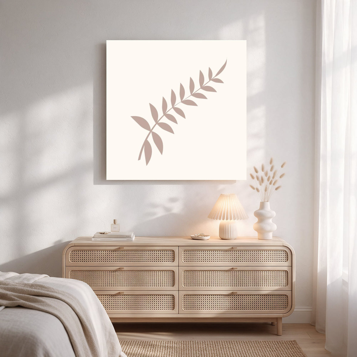 Mauve Leaf Sprig — Square Bedroom