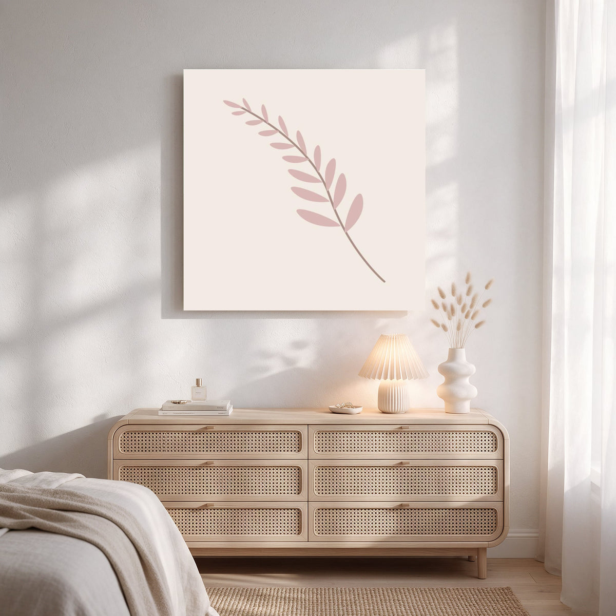 Blush Leaf Branch — Square Bedroom