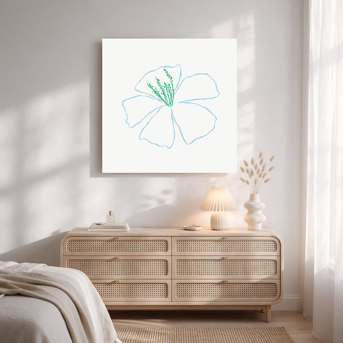Blue Line Flower — Square Bedroom