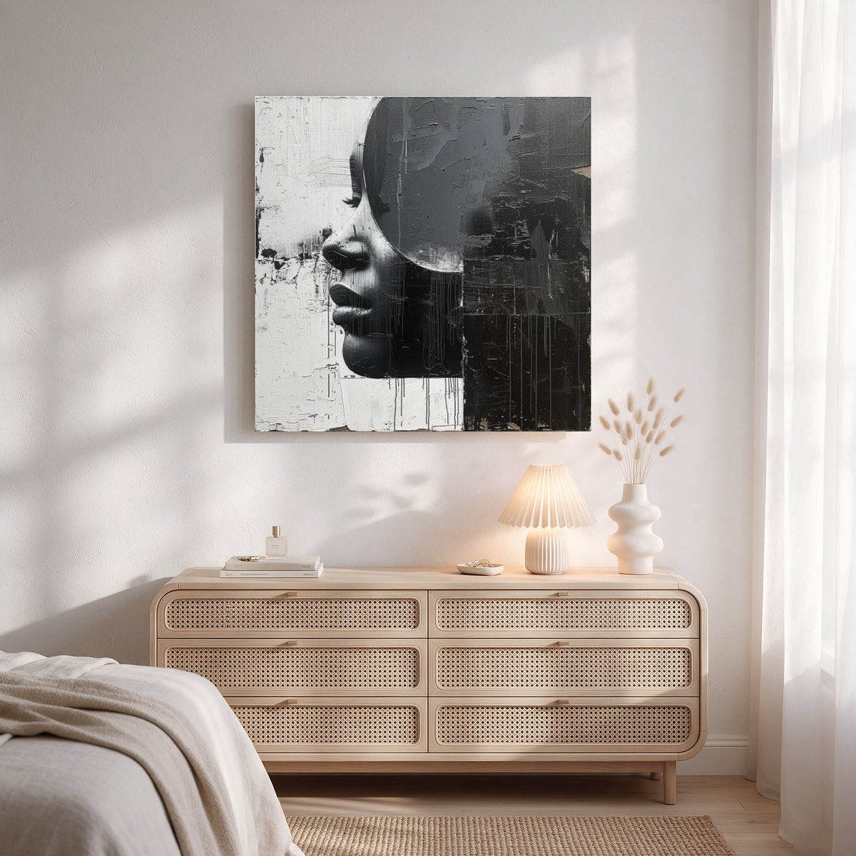 Painted Profile in Black — Square Bedroom