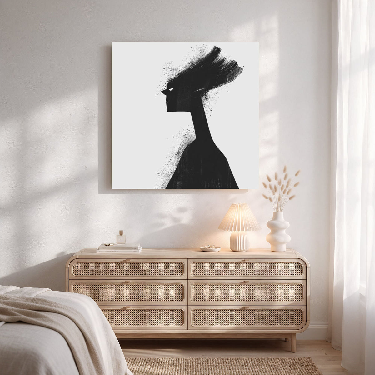 Ink Silhouette Profile — Square Bedroom