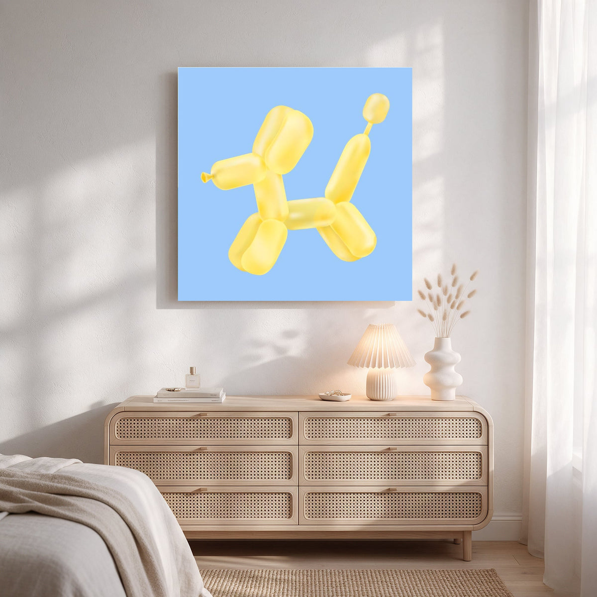 Yellow Balloon Dog — Square Bedroom