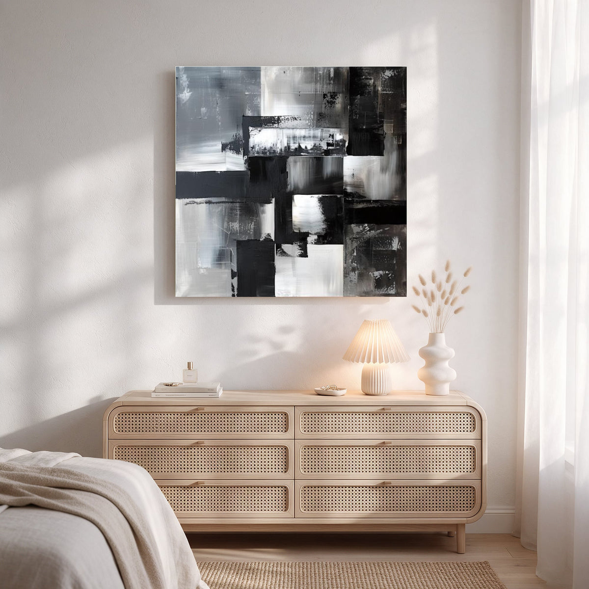 Grey and Black Blocks — Square Bedroom