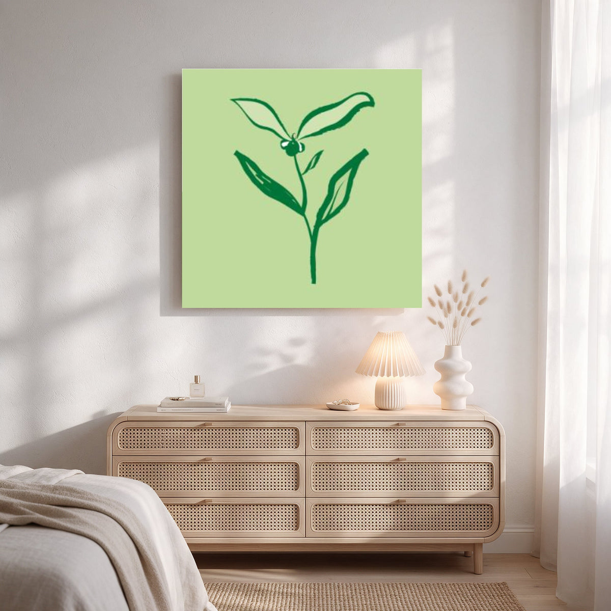 Green Sprout Brushwork — Square Bedroom