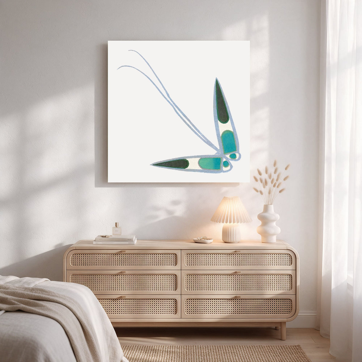 Botanical Blue Abstract — Square Bedroom