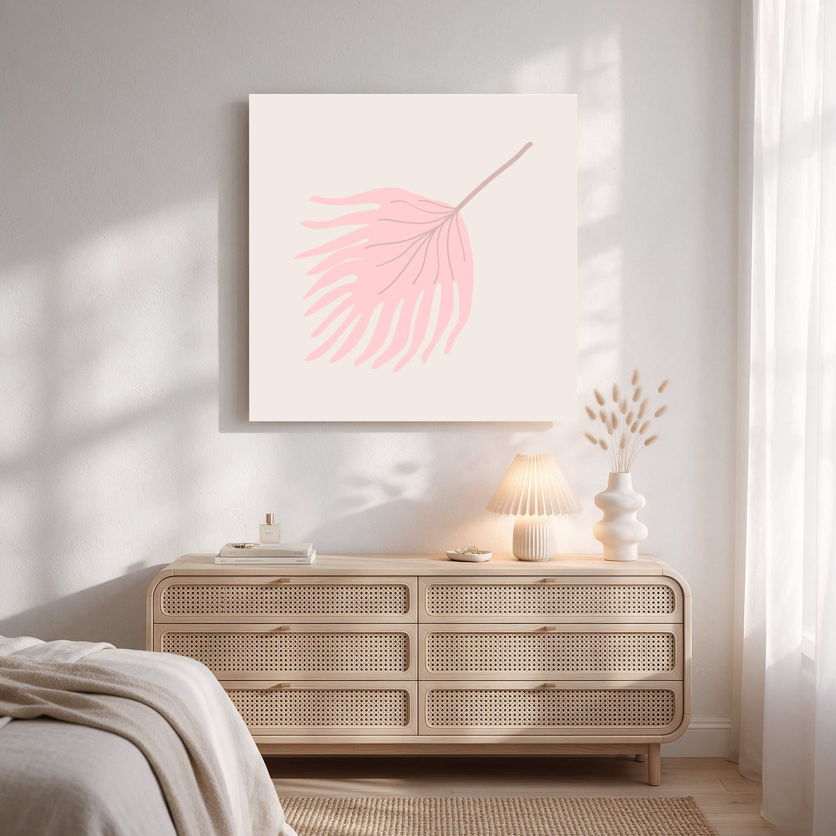 Pink Palm Frond — Square Bedroom