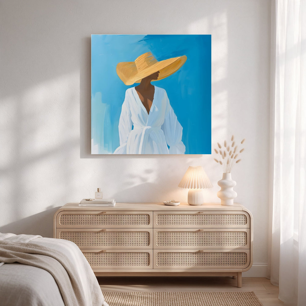 Woman in a Straw Hat — Square Bedroom