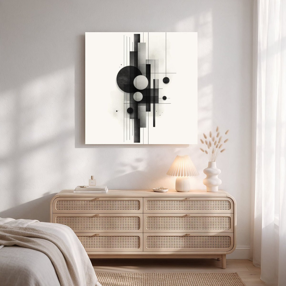 Geometric Ink Composition — Square Bedroom