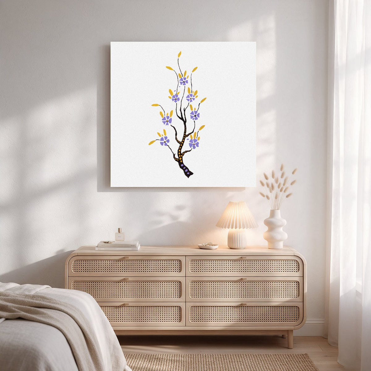 Purple Blossom Twig — Square Bedroom