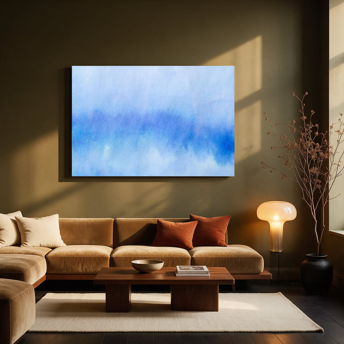 Blue Watercolor Horizon — Living room Landscape