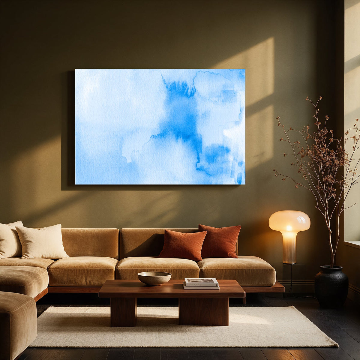 Sky Blue Watercolor Wash — Living room Landscape