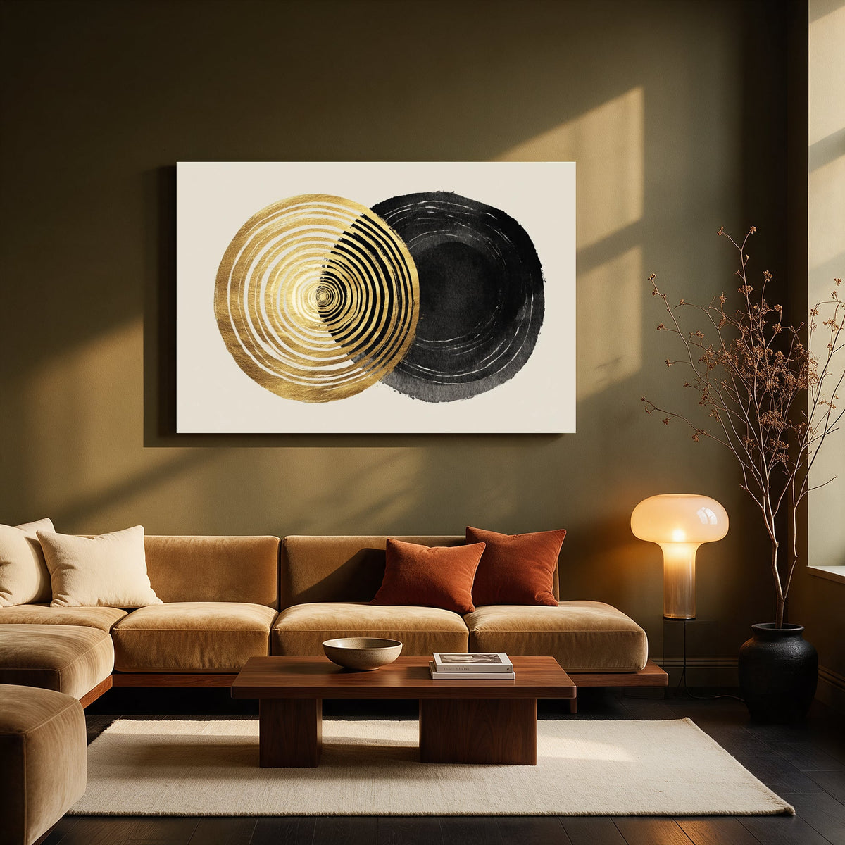 Orbiting Gold Rings — Living room Landscape